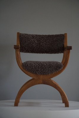 Mid-Century Armchair in Oak & Lambswool Model Kurul attributed to Henning Kjærnulf, 1960s-MXF-1758627