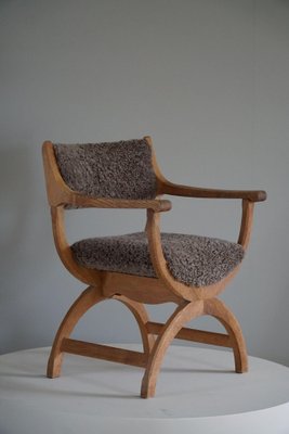 Mid-Century Armchair in Oak & Lambswool Model Kurul attributed to Henning Kjærnulf, 1960s-MXF-1758627