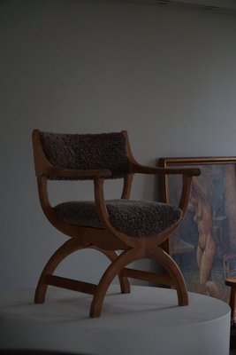 Mid-Century Armchair in Oak & Lambswool Model Kurul attributed to Henning Kjærnulf, 1960s-MXF-1758627