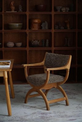 Mid-Century Armchair in Oak & Lambswool Model Kurul attributed to Henning Kjærnulf, 1960s-MXF-1758627