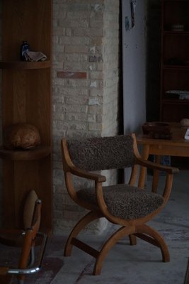 Mid-Century Armchair in Oak & Lambswool Model Kurul attributed to Henning Kjærnulf, 1960s-MXF-1758627