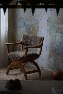 Mid-Century Armchair in Oak & Lambswool Model Kurul attributed to Henning Kjærnulf, 1960s-MXF-1758627