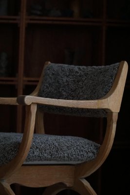 Mid-Century Armchair in Oak & Lambswool Model Kurul attributed to Henning Kjærnulf, 1960s-MXF-1758627