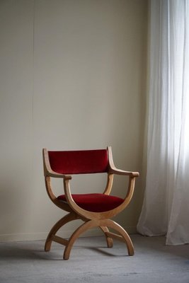 Mid-Century Armchair in Oak & Velvet Model Kurul attributed to Henning Kjærnulf, 1960s-MXF-1773139