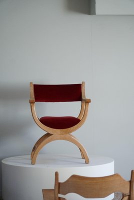 Mid-Century Armchair in Oak & Velvet Model Kurul attributed to Henning Kjærnulf, 1960s-MXF-1773139