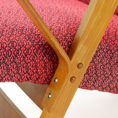 Mid-Century Armchair in Pink Fabric & Oak from Tatra, Czechoslovakia, 1960s-UL-1107026