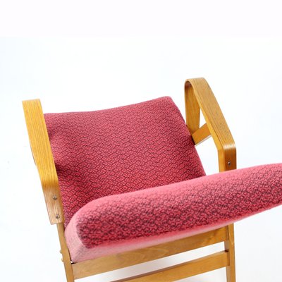 Mid-Century Armchair in Pink Fabric & Oak from Tatra, Czechoslovakia, 1960s-UL-1107026