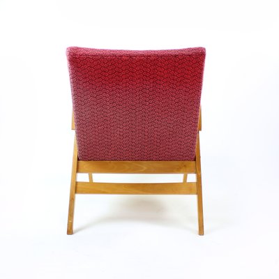 Mid-Century Armchair in Pink Fabric & Oak from Tatra, Czechoslovakia, 1960s-UL-1107026