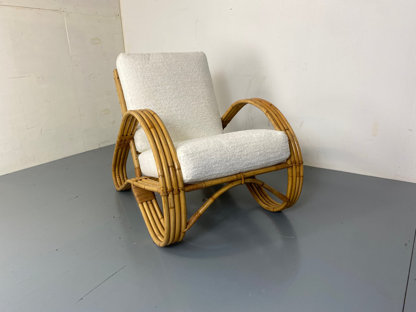 Mid-Century Armchair in Rattan and Bamboo by Rohé Noordwolde, 1950s