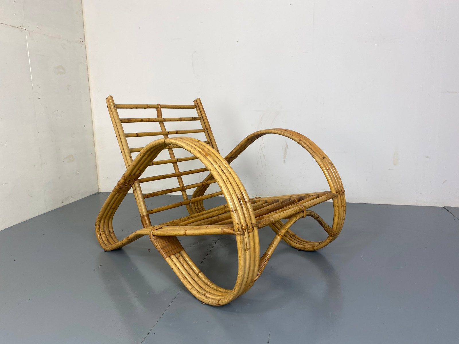 Mid-Century Armchair in Rattan and Bamboo by Rohé Noordwolde, 1950s