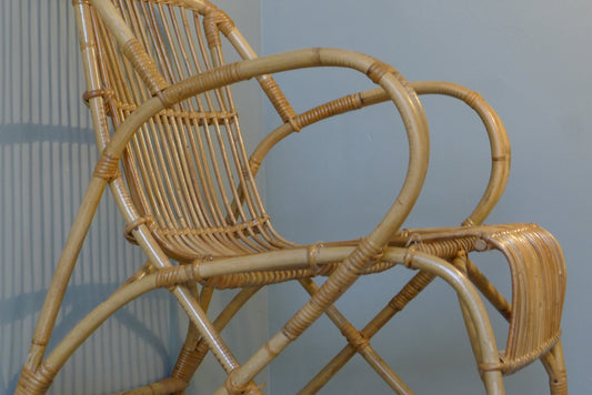 Mid-Century Armchair in Rattan and Bamboo from Rohé Noordwolde, 1950s