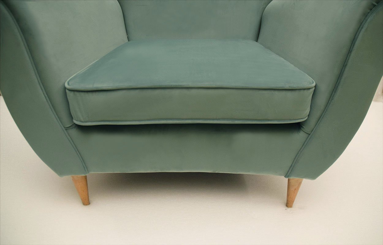 Mid-Century Armchair in Velvet attributed Ico Parisi, 1950s