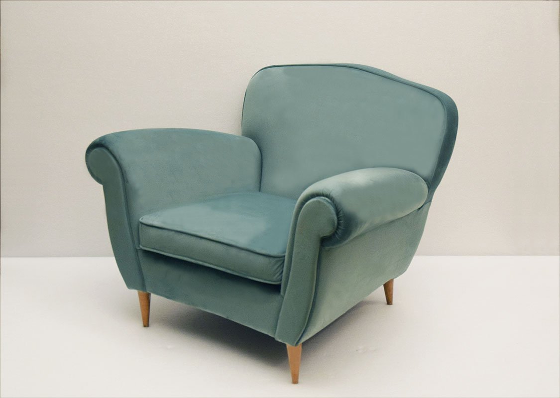 Mid-Century Armchair in Velvet attributed Ico Parisi, 1950s