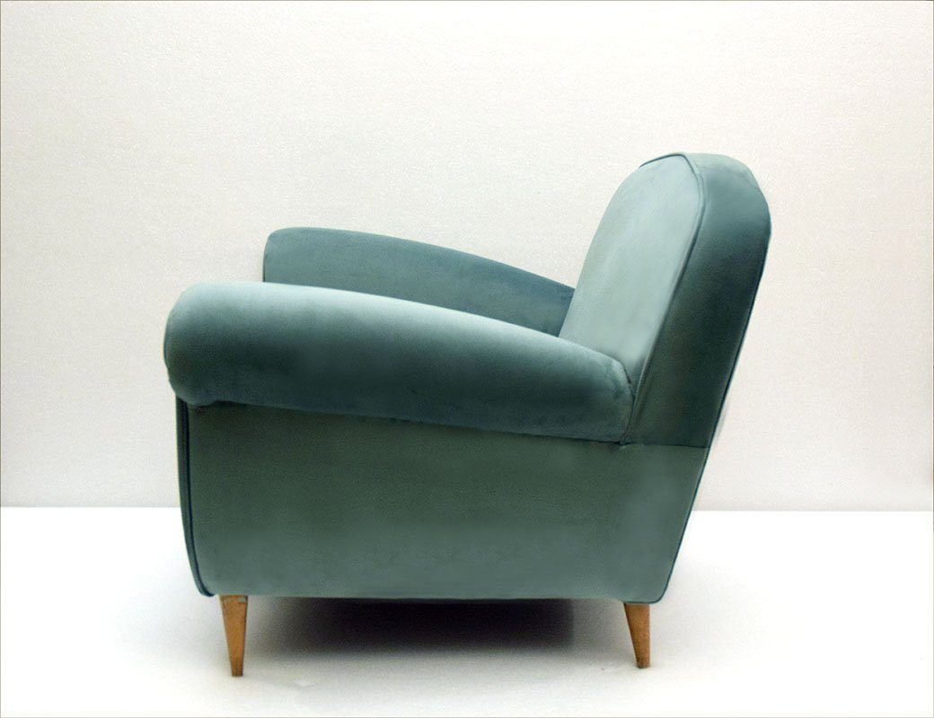 Mid-Century Armchair in Velvet attributed Ico Parisi, 1950s