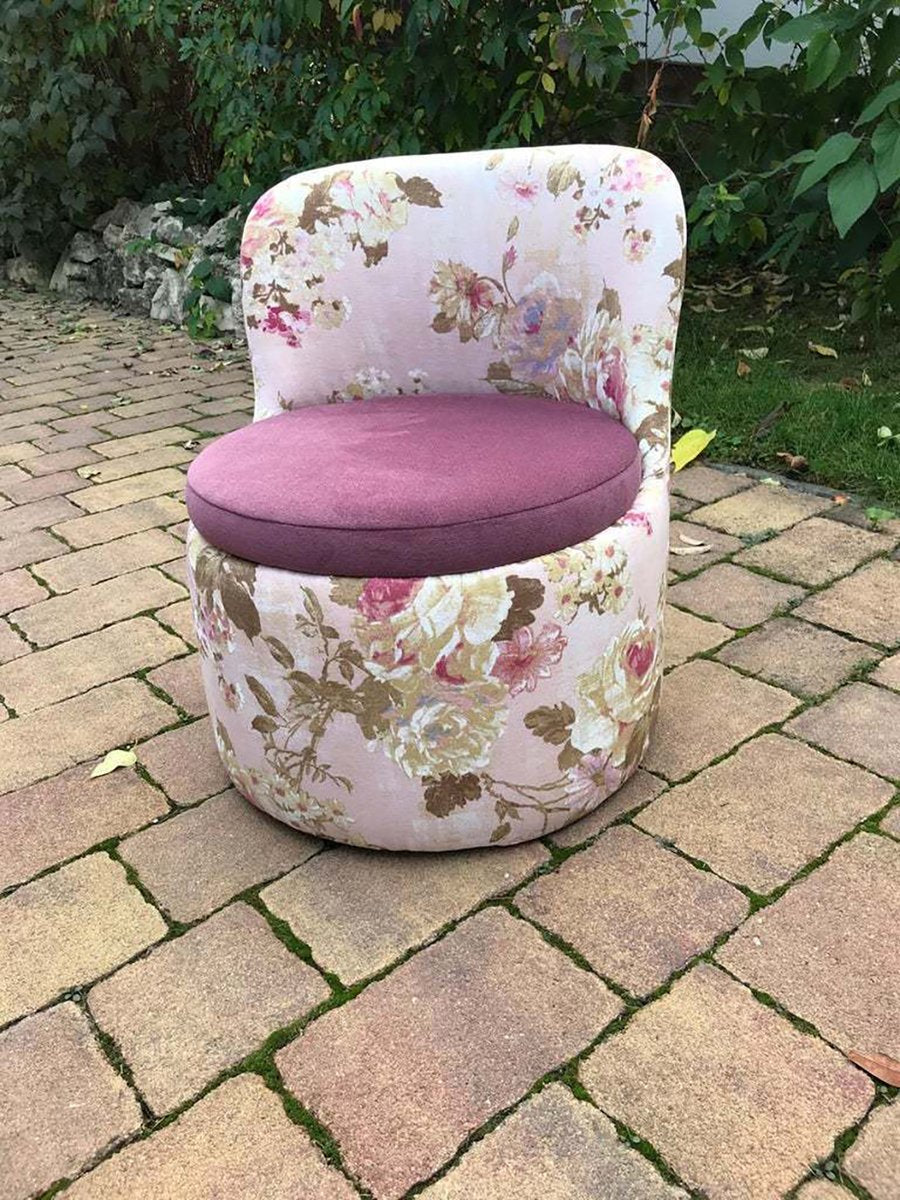 Mid-Century Armchair with Floral Pattern, 1970s