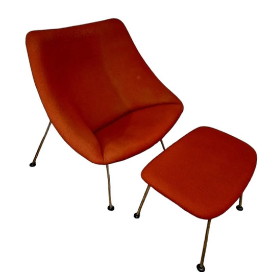 Mid-Century Armchair with Footrest Model Oyster by Pierre Paulin for Artifort, Set of 2