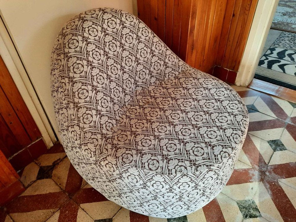 Mid-Century Armchair with Patterned Fabric, 1970s