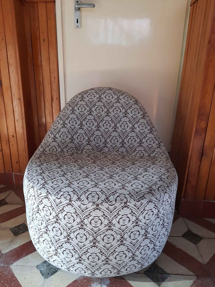 Mid-Century Armchair with Patterned Fabric, 1970s