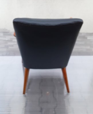 Mid-Century Armchair with Walnut Frame and Gray Vinyl Cover, 1950s-HOI-1755844