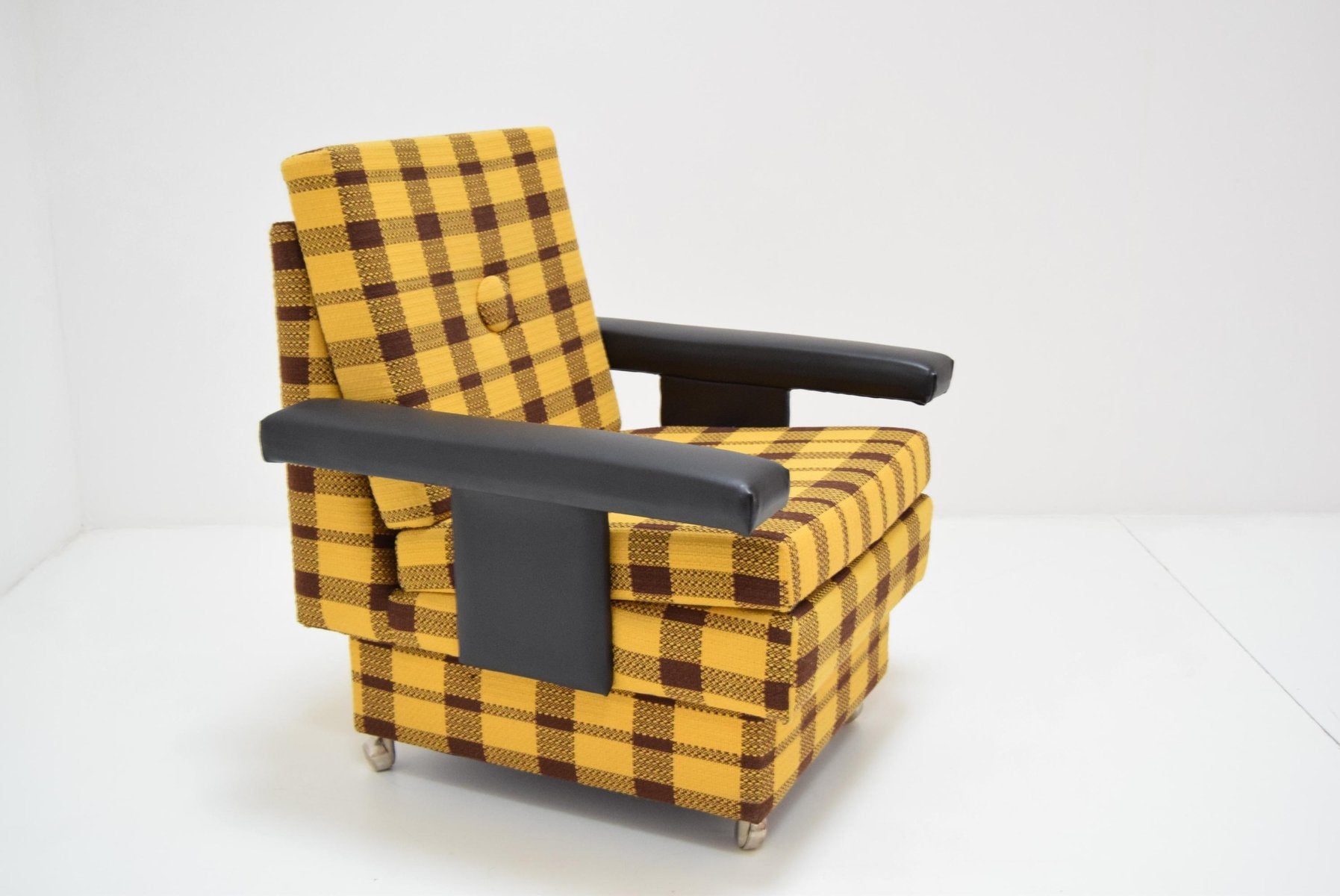 MId-Century Armchair with Wheels, 1970s