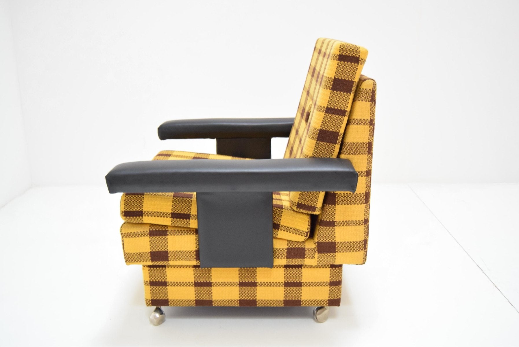 MId-Century Armchair with Wheels, 1970s