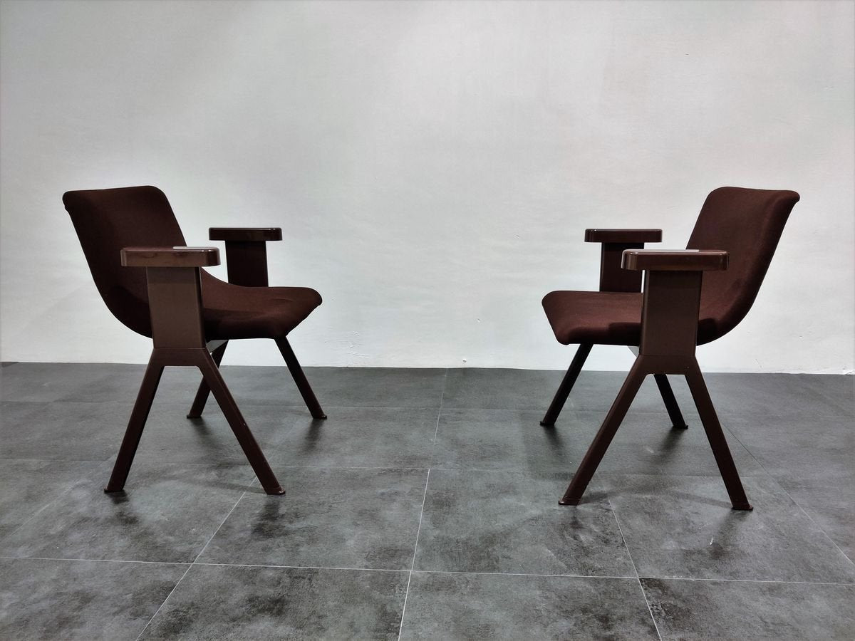 Mid-Century Armchairs by Ettore Sottsass for Olivetti, 1970s, Set of 2