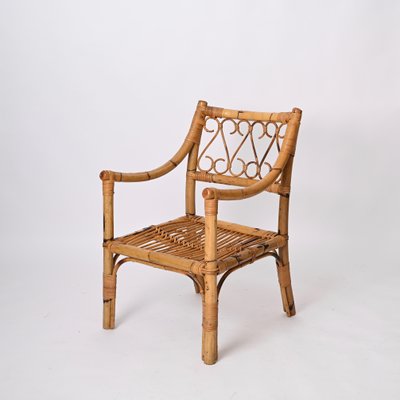 Mid-Century Armchairs in Bamboo and Rattan from Vivai del Sud, Italy, 1970s, Set of 2-JDR-1784823