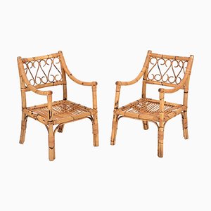 Mid-Century Armchairs in Bamboo and Rattan from Vivai del Sud, Italy, 1970s, Set of 2-JDR-1784823