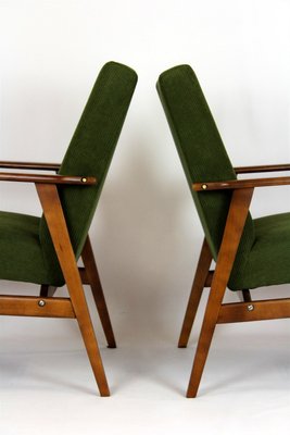 Mid-Century Armchairs in Dark Green Fabric, 1960s, Set of 2-WVS-2035059