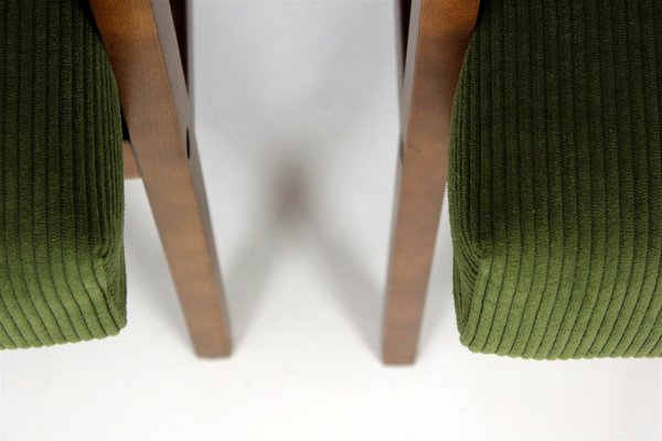 Mid-Century Armchairs in Dark Green Fabric, 1960s, Set of 2-WVS-2035059