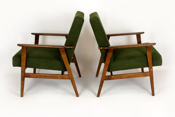 Mid-Century Armchairs in Dark Green Fabric, 1960s, Set of 2-WVS-2035059