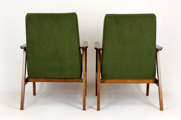 Mid-Century Armchairs in Dark Green Fabric, 1960s, Set of 2-WVS-2035059