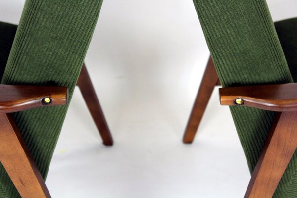 Mid-Century Armchairs in Dark Green Fabric, 1960s, Set of 2-WVS-2035059