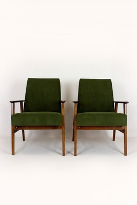 Mid-Century Armchairs in Dark Green Fabric, 1960s, Set of 2-WVS-2035059