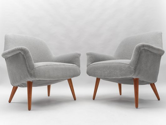 Mid-Century Armchairs in Teddy Fabric, 1950s, Set of 2-KQB-1784537