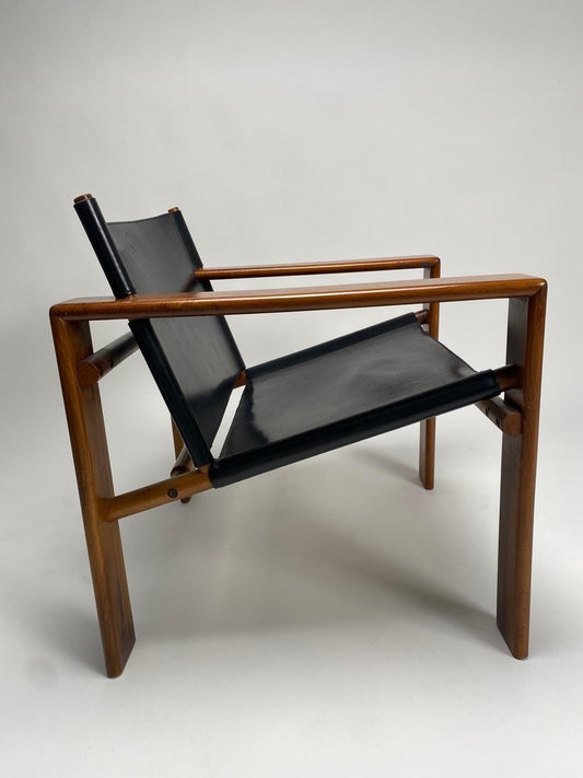 Mid-Century Armchairs in Wood & Leather attributed to Tarcisio Colzani, Italy, 1960s