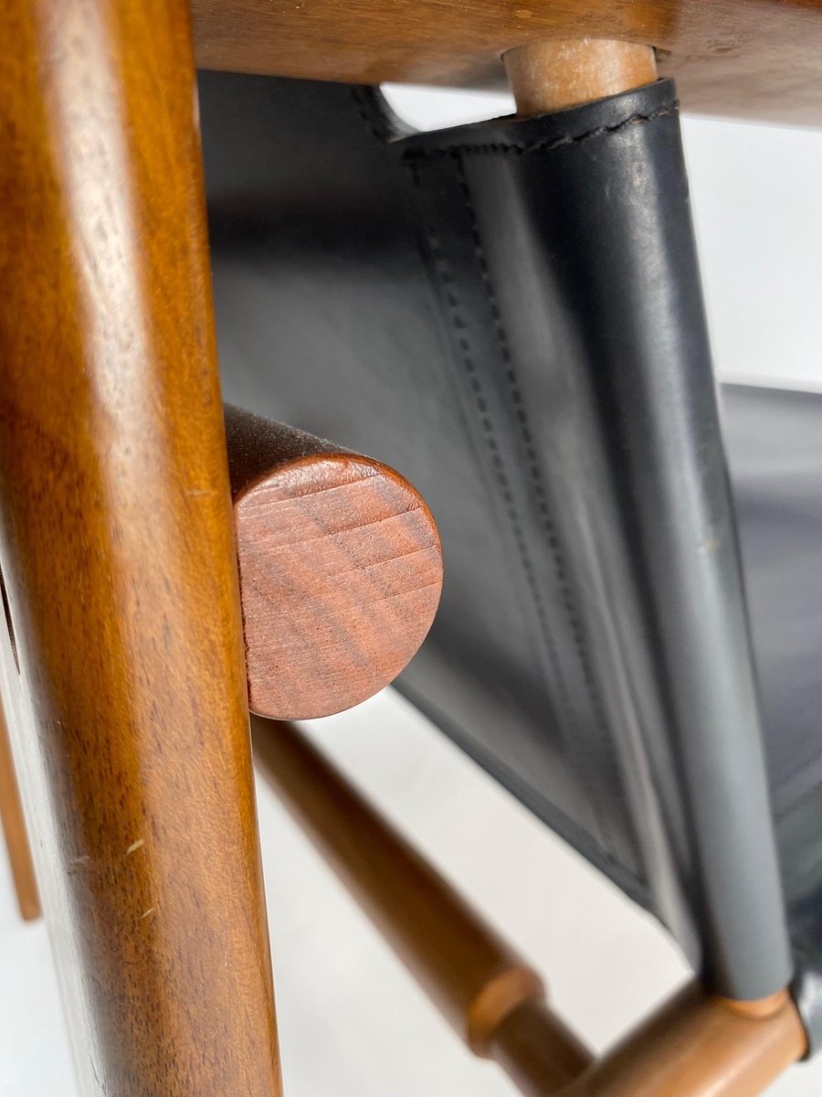 Mid-Century Armchairs in Wood & Leather attributed to Tarcisio Colzani, Italy, 1960s