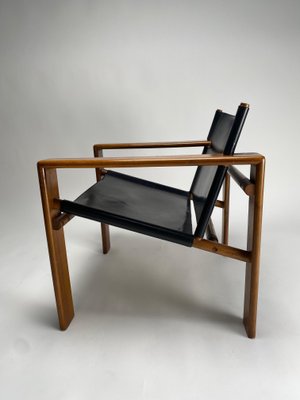 Mid-Century Armchairs in Wood & Leather attributed to Tarcisio Colzani, Italy, 1960s-KKZ-1814200