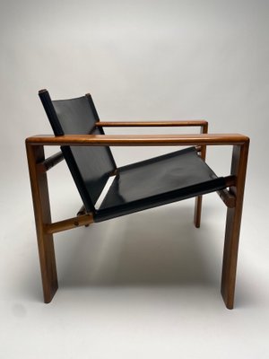 Mid-Century Armchairs in Wood & Leather attributed to Tarcisio Colzani, Italy, 1960s-KKZ-1814200