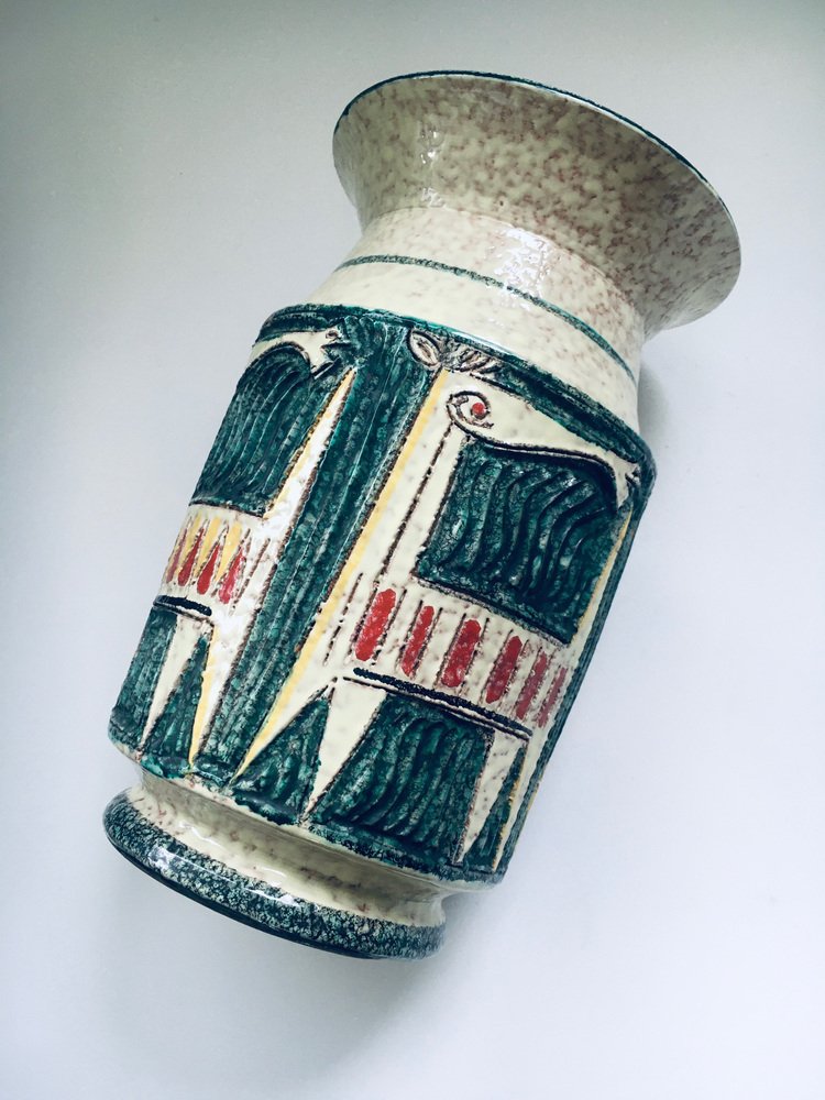 Mid-Century Art Ceramics Studio Etruscan Horses Vase 63/65 by Fratelli Fanciullacci, Italy, 1960s