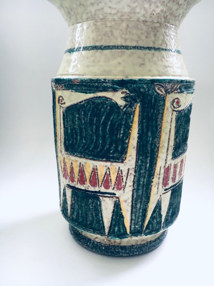 Mid-Century Art Ceramics Studio Etruscan Horses Vase 63/65 by Fratelli Fanciullacci, Italy, 1960s