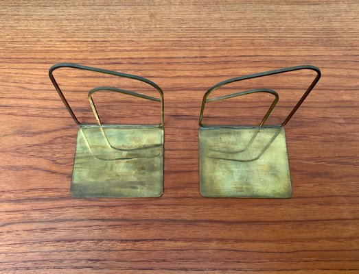 Mid-Century Art Deco Brass Bookends, Set of 2-UAH-1374978