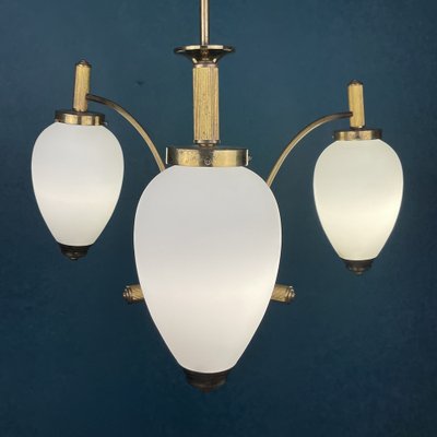 Mid-Century Art Deco Brass Pendant Lamp, Italy, 1950s-WQC-1336028