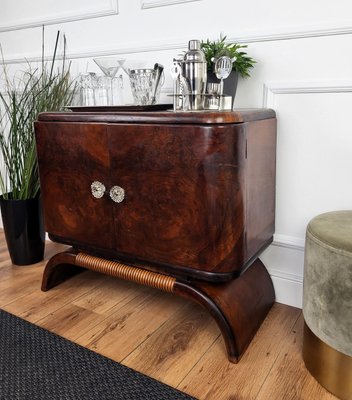 Mid-Century Art Deco Italian Walnut Burl and Mirror Mosaic Dry Bar Cabinet by Paolo Buffa, 1940s-EUP-2023170