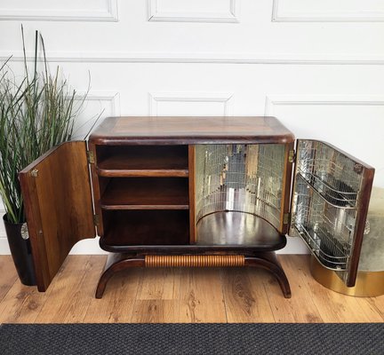 Mid-Century Art Deco Italian Walnut Burl and Mirror Mosaic Dry Bar Cabinet by Paolo Buffa, 1940s-EUP-2023170