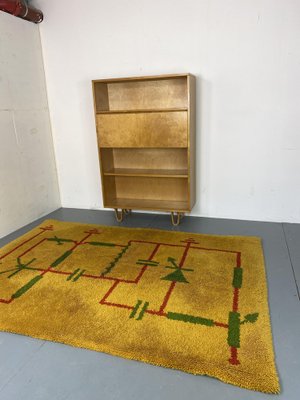 Mid-Century Art Deco Modernist Yellow, Red, Green Wool Rug, 1930s-DE-1749181