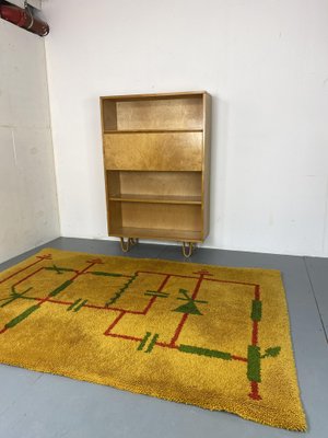 Mid-Century Art Deco Modernist Yellow, Red, Green Wool Rug, 1930s-DE-1749181