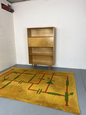 Mid-Century Art Deco Modernist Yellow, Red, Green Wool Rug, 1930s-DE-1749181