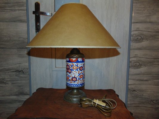 Mid-Century Art Deco Porcelain & Brass Table Lamp-CAQ-590670