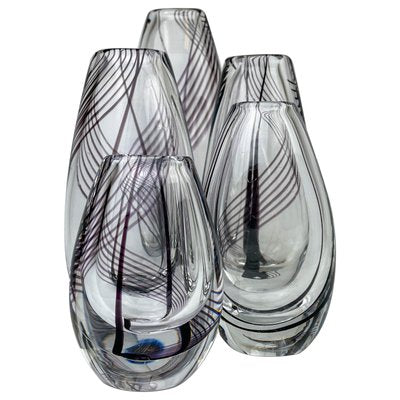 Mid-Century Art Glass Vases by Vicke Lindstrand for Kosta, Set of 5-UYK-849390